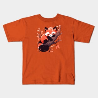 Red panda sleeping in a tree Kids T-Shirt